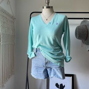Polo RL light turquoise v-neck sweater